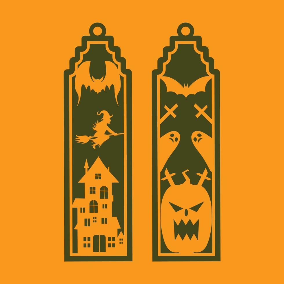 laser besnoeiing dood gaan en decoratief paneel halloween bladwijzer patronen. vector