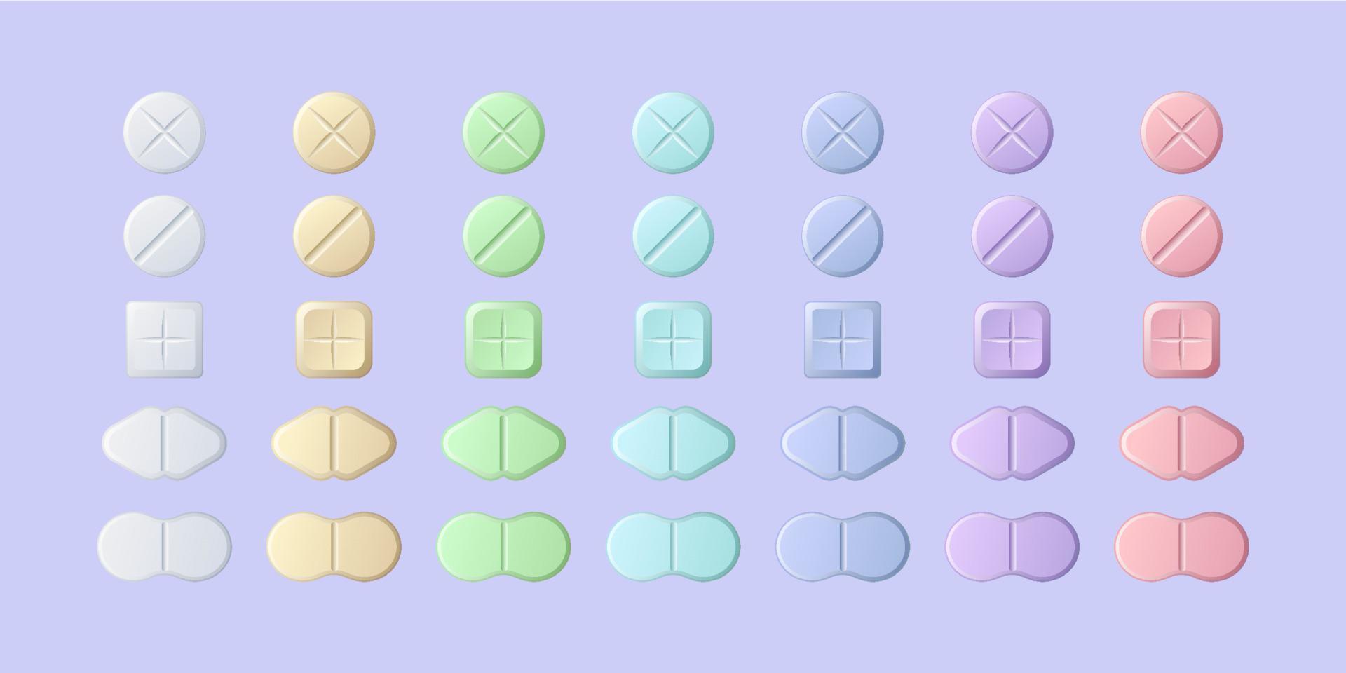medisch pillen en tabletten, geneeskunde drugs, vitamine vector