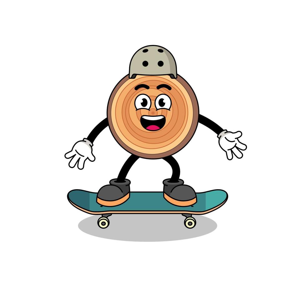 hout graan mascotte spelen een skateboard vector