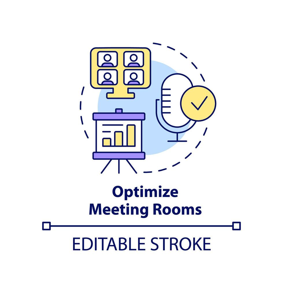 optimaliseren vergadering kamers concept icoon. video conferentie. creëren hybride milieu abstract idee dun lijn illustratie. geïsoleerd schets tekening. bewerkbare hartinfarct. vector