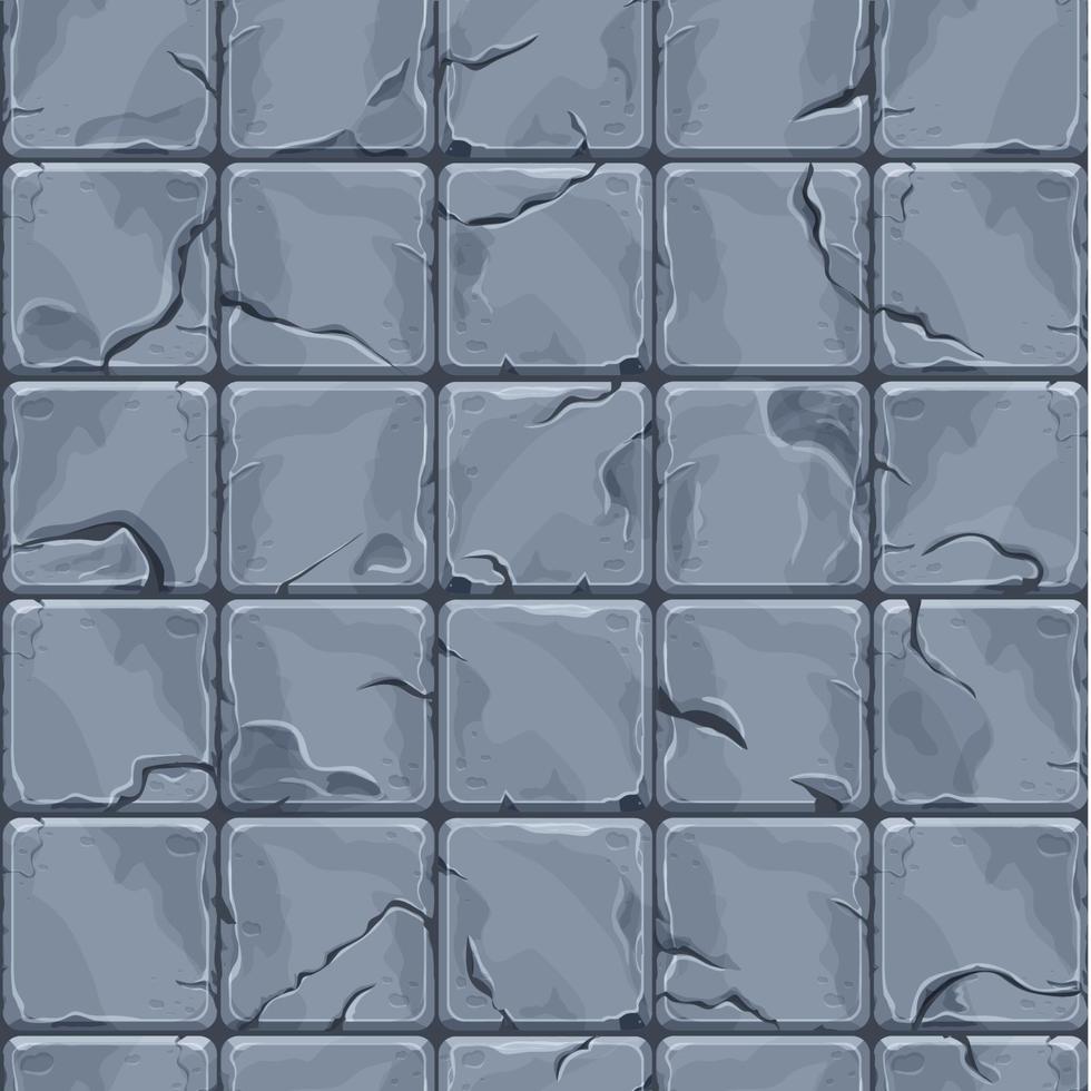 stenen muur van bakstenen, rots, spelachtergrond in cartoonstijl, naadloos gestructureerd oppervlak. ui spelactiva, weg- of vloermateriaal. vector illustratie