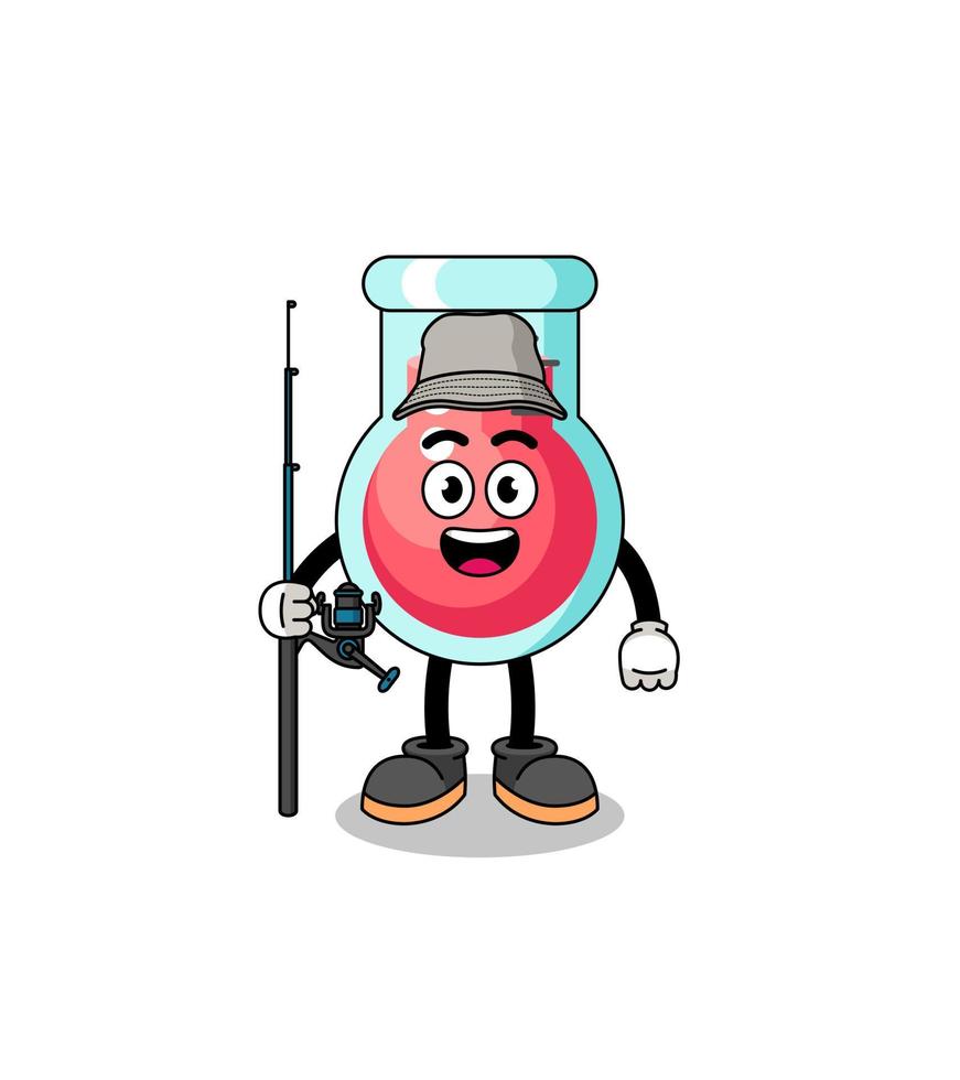 mascotte illustratie van laboratorium beker visser vector