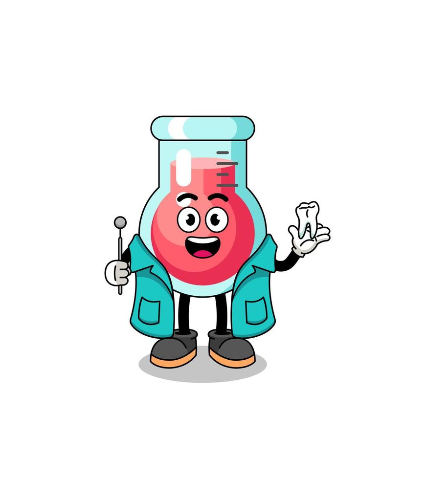 illustratie van laboratorium beker mascotte net zo een tandarts vector