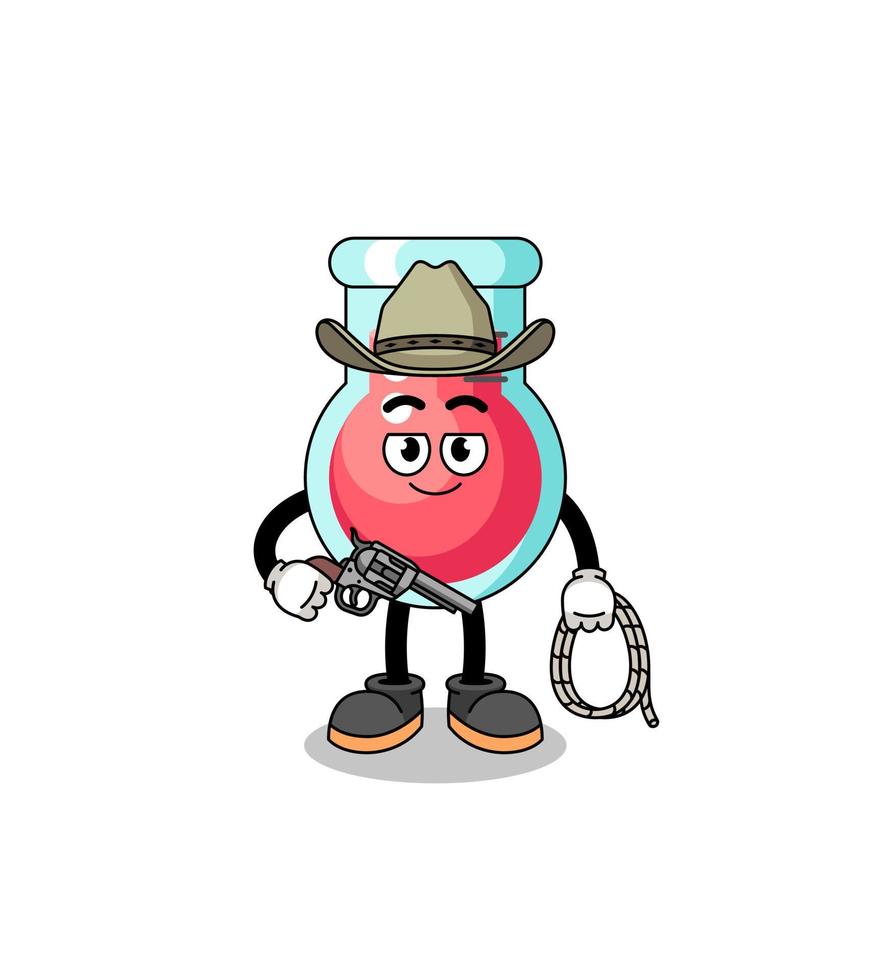 karakter mascotte van laboratorium beker net zo een cowboy vector