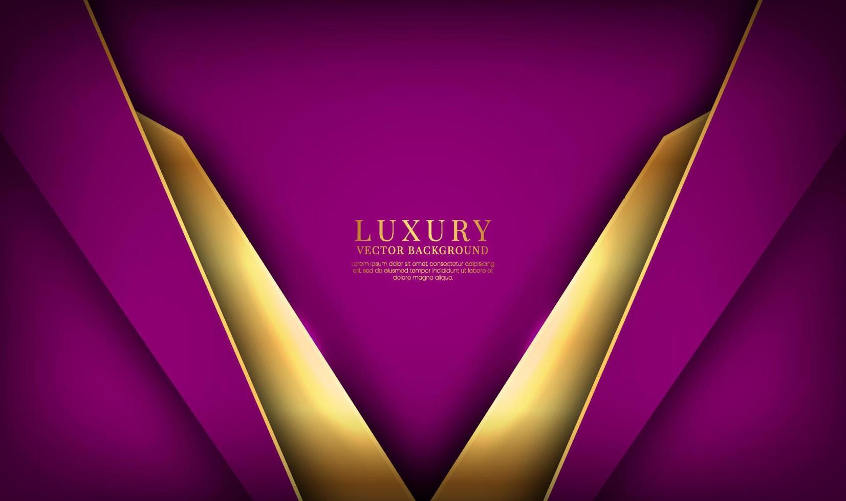 3d Purper luxe abstract achtergrond overlappen laag Aan donker ruimte met gouden lijnen decoratie. grafisch ontwerp element elegant stijl concept voor banier, folder, kaart, brochure omslag, of landen bladzijde vector