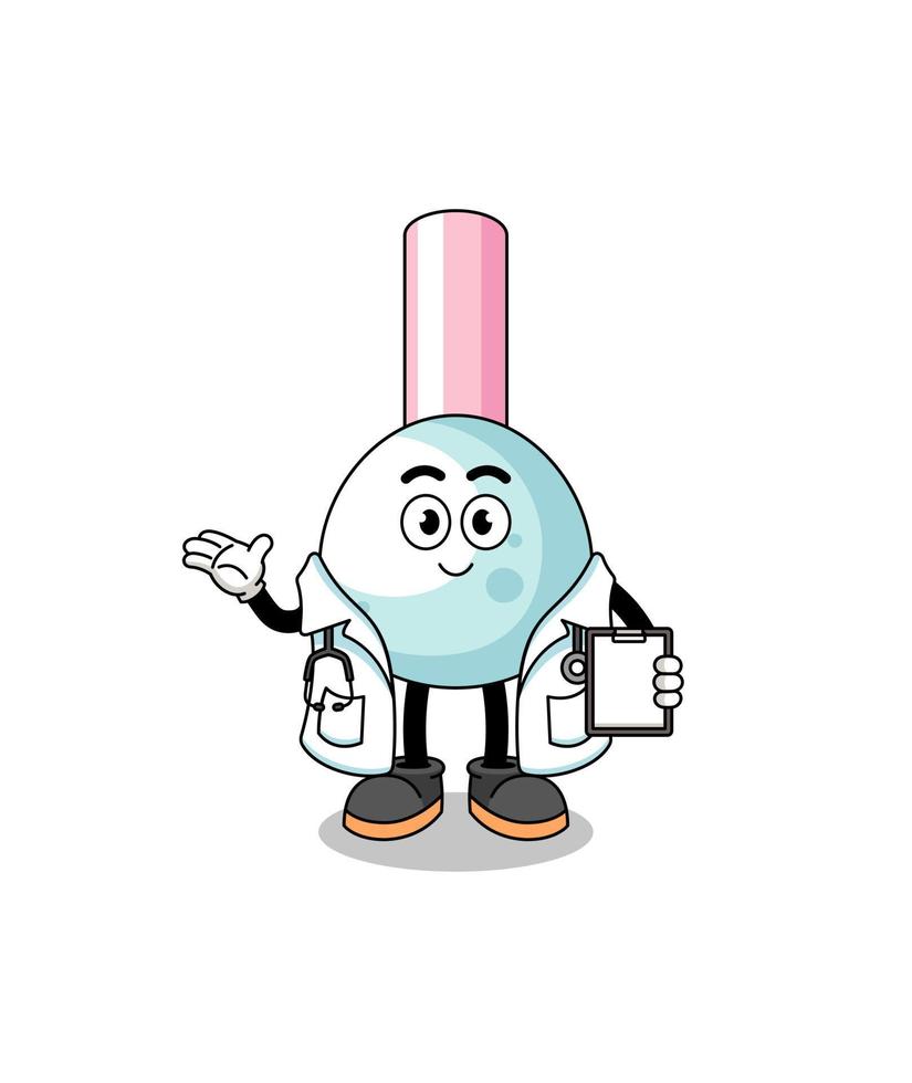 tekenfilm mascotte van katoen knop dokter vector