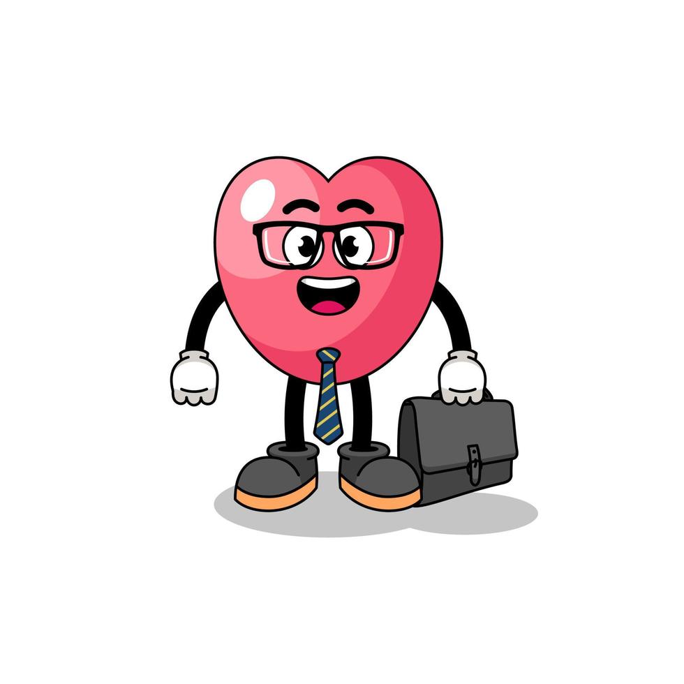 hart symbool mascotte net zo een zakenman vector