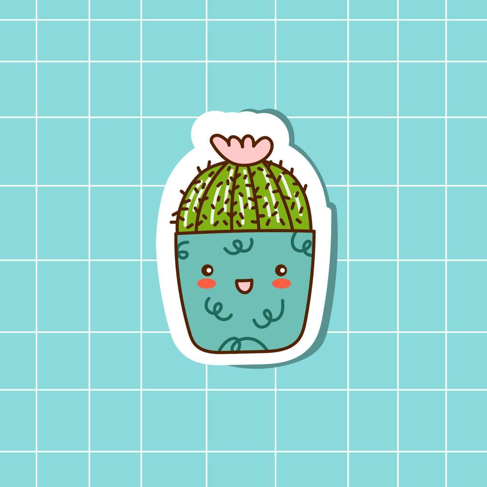 schattig cactus in een pot getrokken door hand- tekenen. Mexicaans cactus sticker. vector tekening illustratie