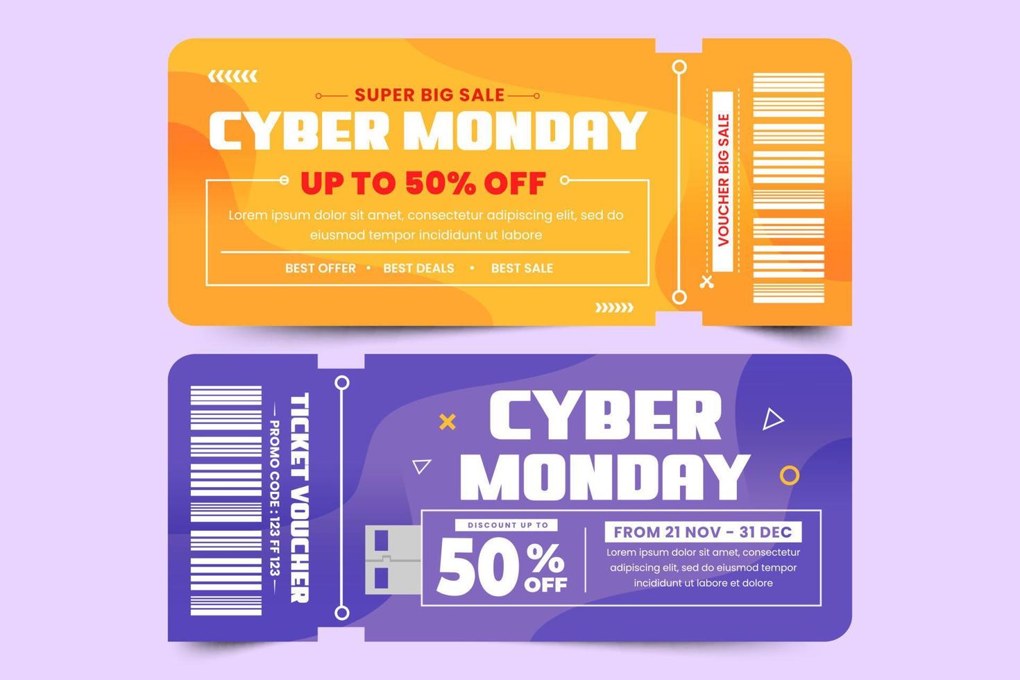 cyber maandag tegoedbon of coupon ontwerp sjabloon vector