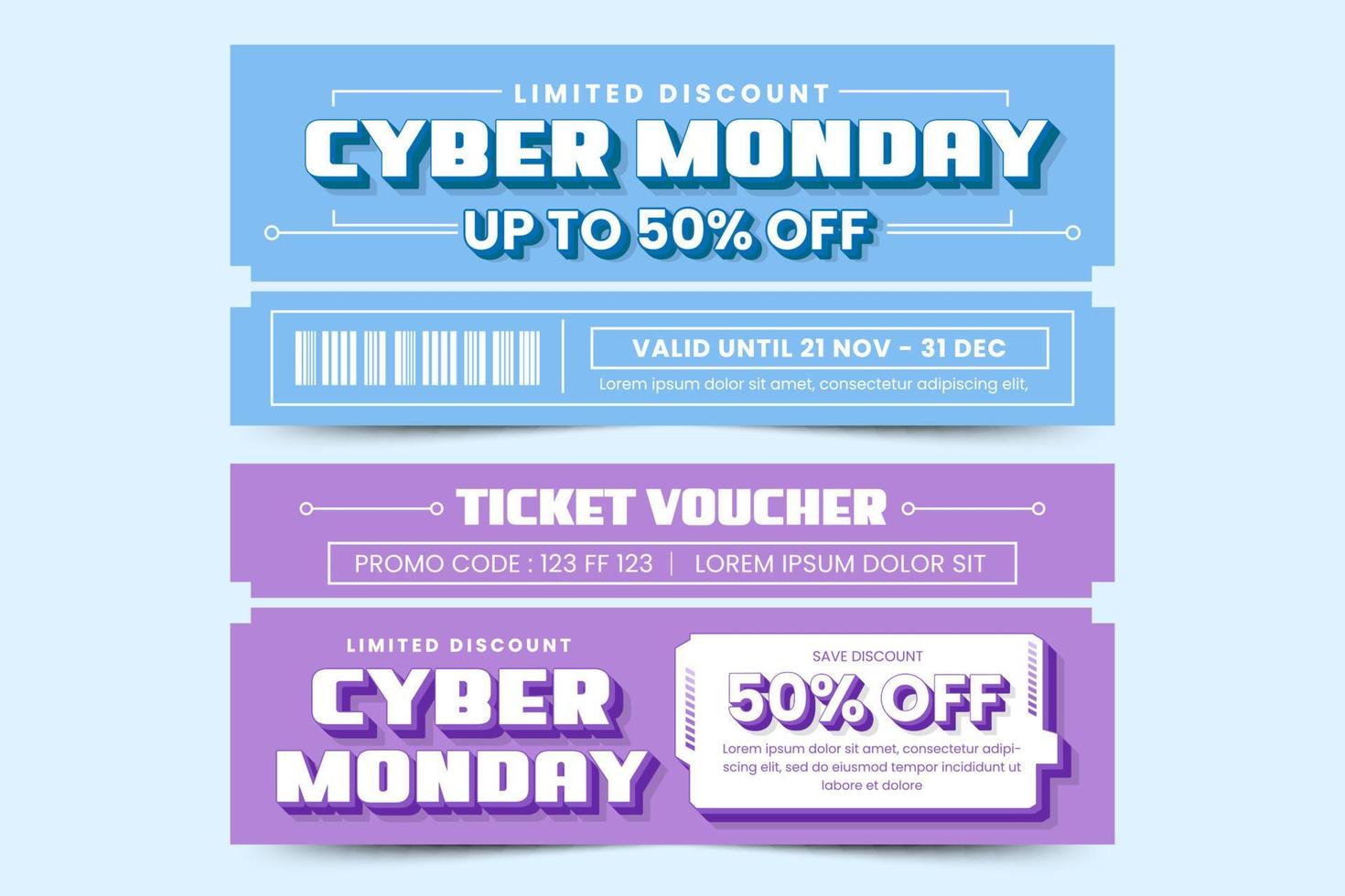 cyber maandag tegoedbon of coupon ontwerp sjabloon vector