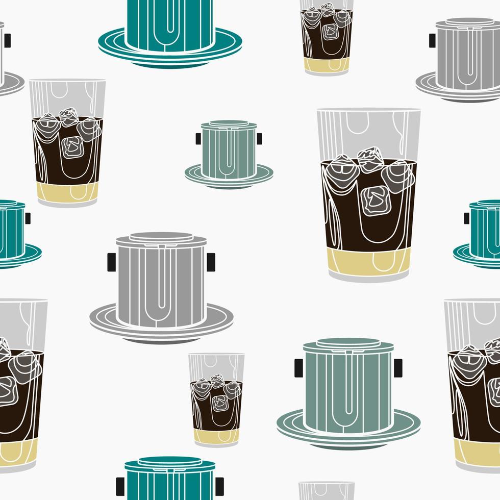 bewerkbare Vietnamees bevroren koffie met gecondenseerd melk vector illustratie net zo naadloos patroon voor creëren achtergrond van cafe met Vietnamees cultuur en traditie verwant ontwerp