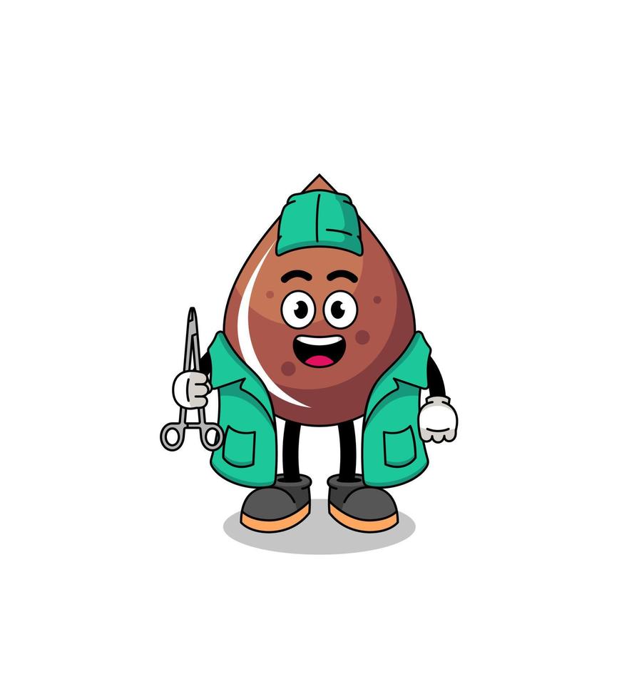 illustratie van chocola laten vallen mascotte net zo een chirurg vector