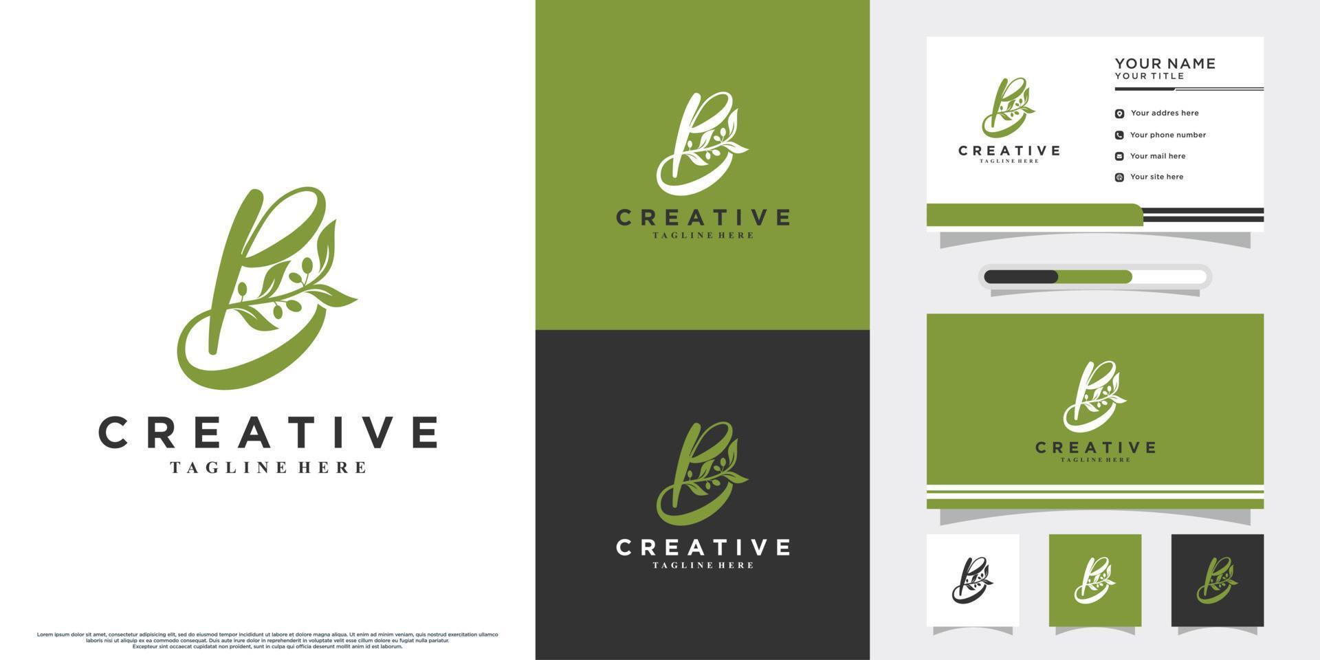 monogram eerste b en olijf- logo ontwerp met uniek concept en bedrijf kaart vector