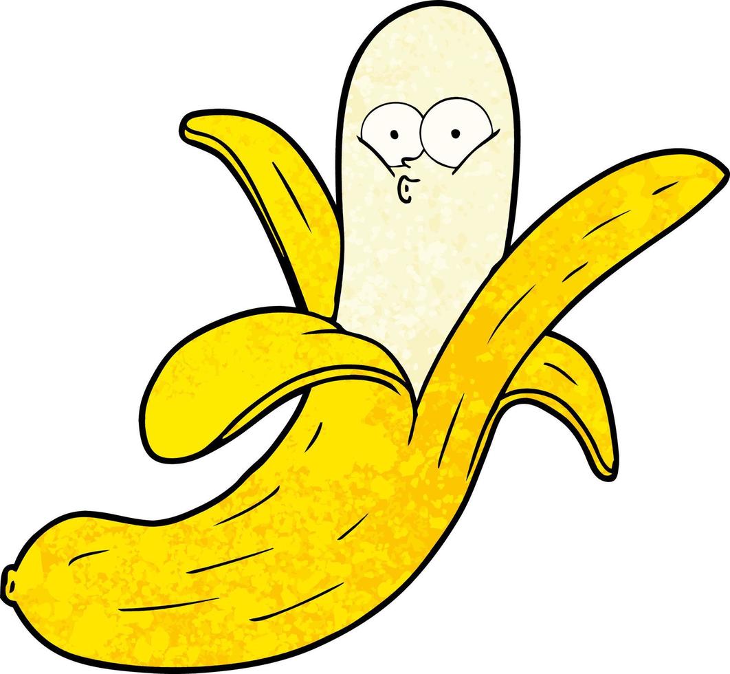retro grunge structuur tekenfilm banaan fruit vector