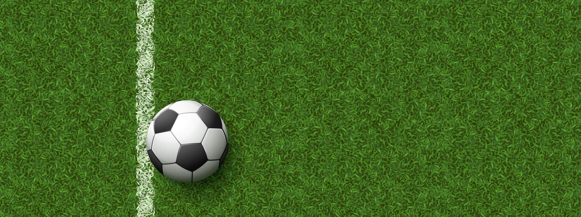 voetbal bal Aan veld- met groen gras vector