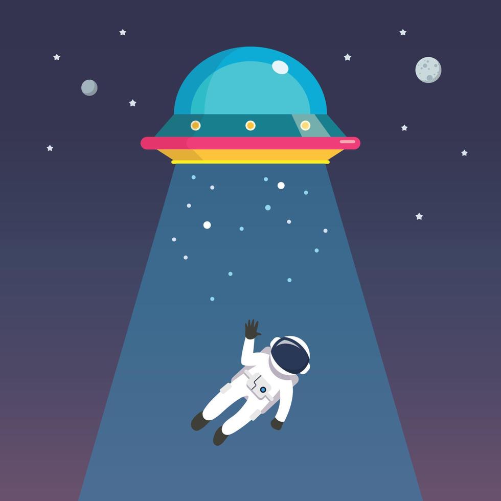 astronaut Mens ontvoerd door ufo vector