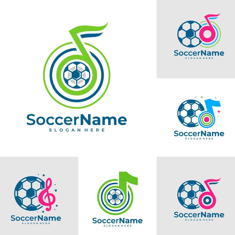 reeks van muziek- voetbal logo sjabloon, Amerikaans voetbal logo ontwerp vector
