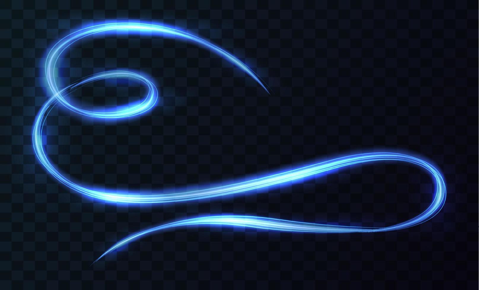 kromme licht effect van blauw lijn. ronddraaien blauw licht. neon gloeiend curves in donker ruimte. vector illustratie