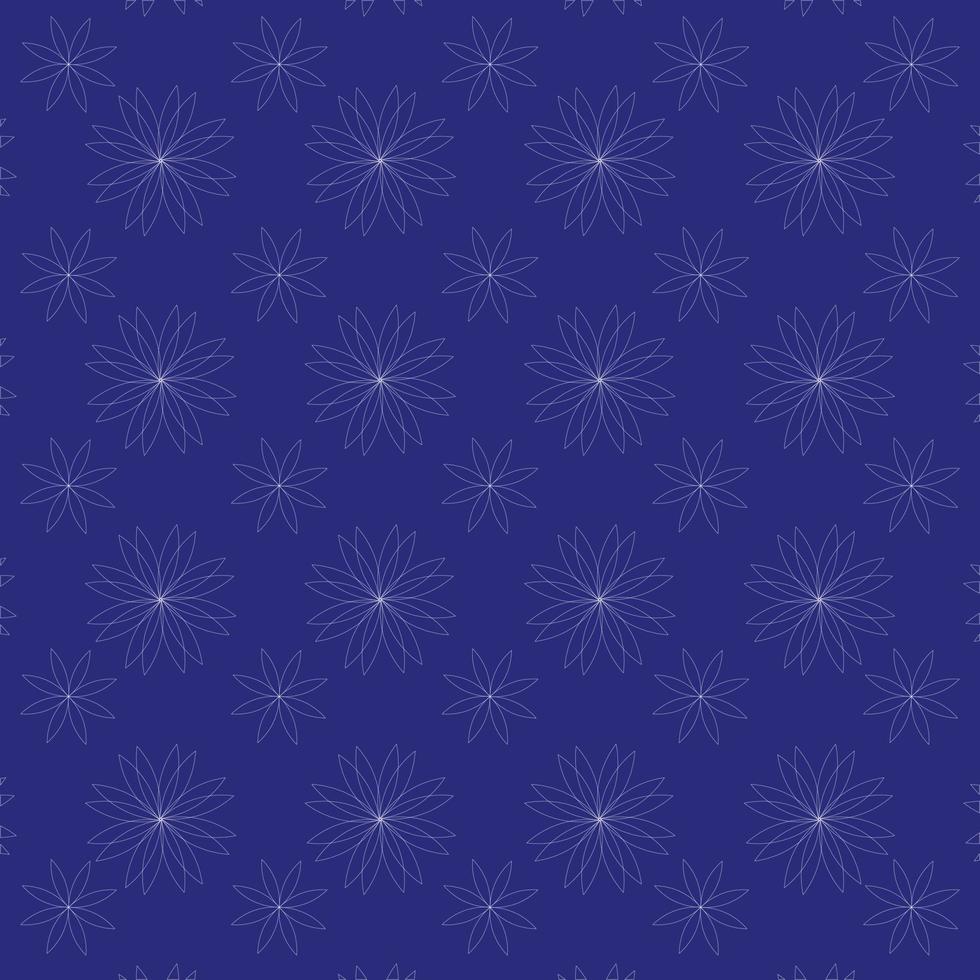 bloemen in lijn stijl Aan blauw achtergrond patroon vector illustratie