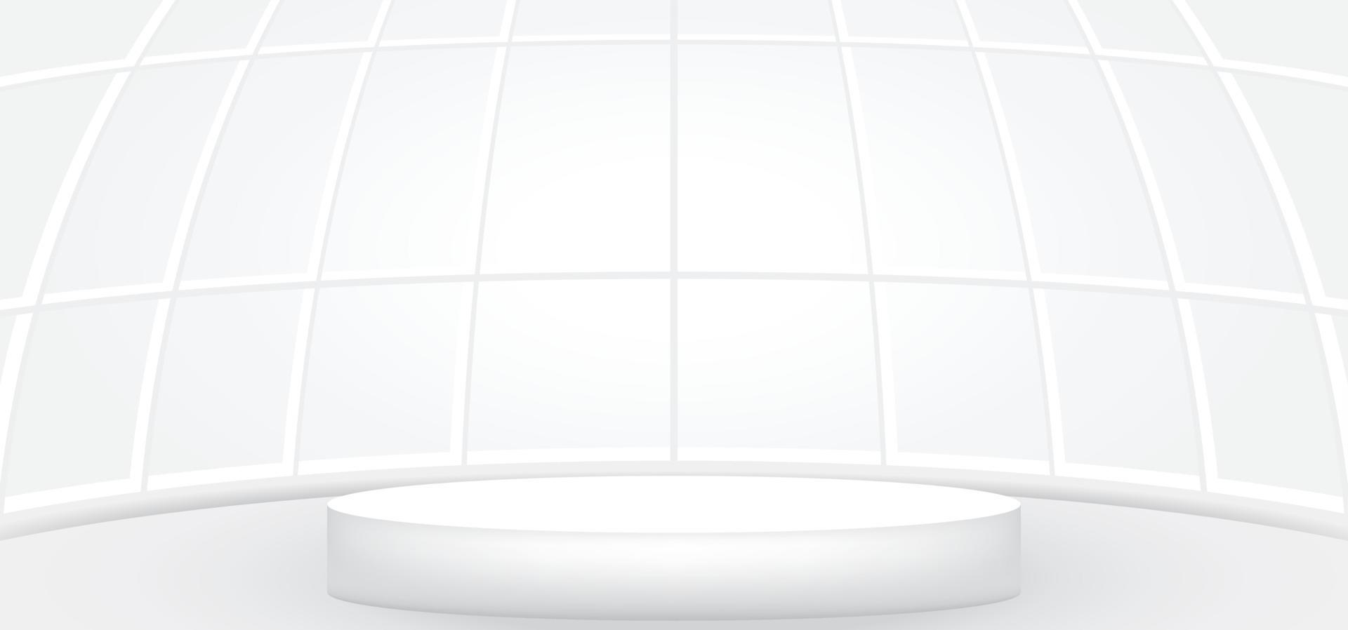 leeg wit kamer met wit ronde stadium of podium voor Scherm, presentatie, model, stadium voetstuk of montage Product. abstract interieur sjabloon vector illustratie voor achtergrond. 3d ronde toonzaal