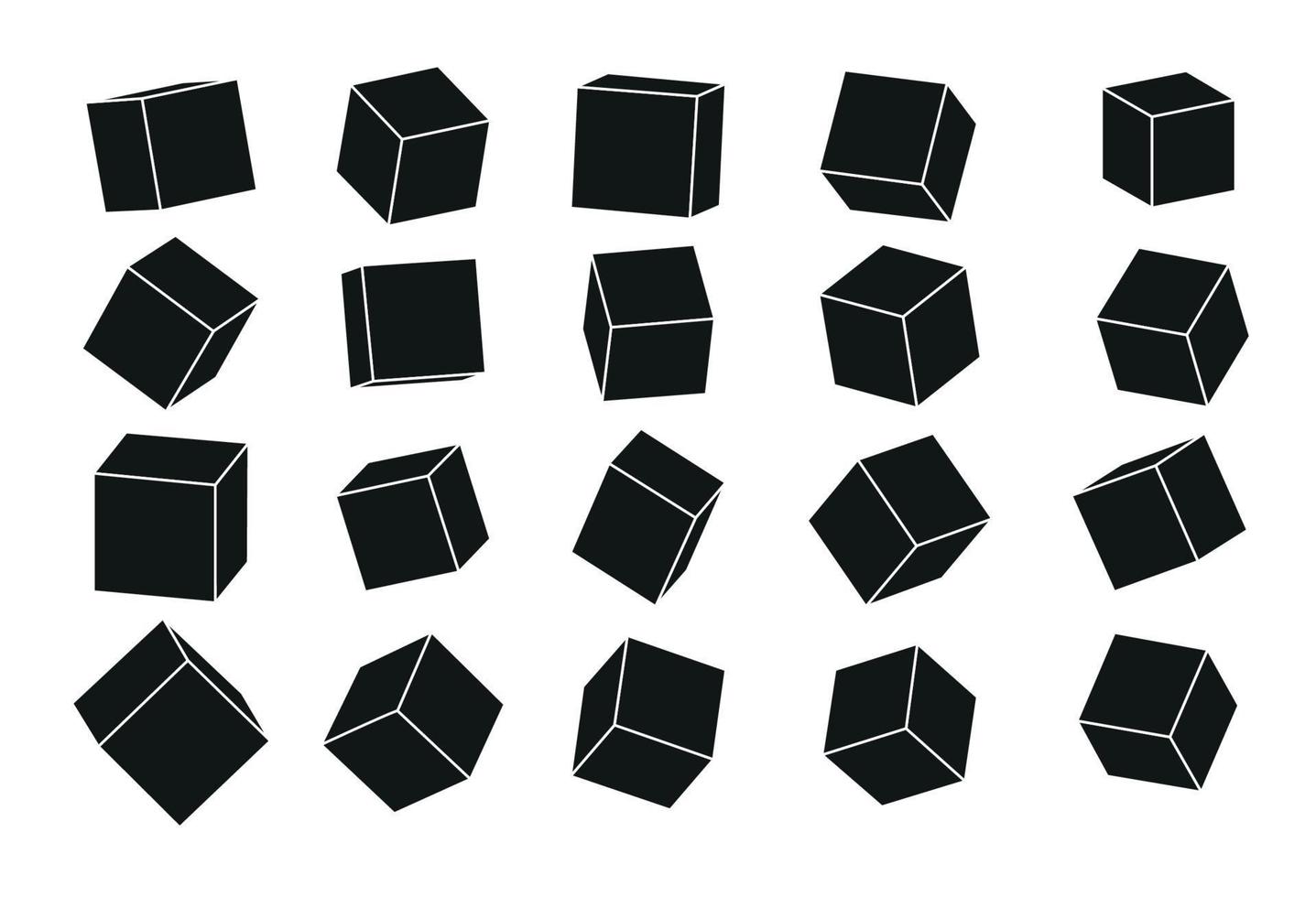 een reeks van kubus pictogrammen met een perspectief 3d kubus model- met een schaduw. vector illustratie. geïsoleerd Aan een transparant achtergrond