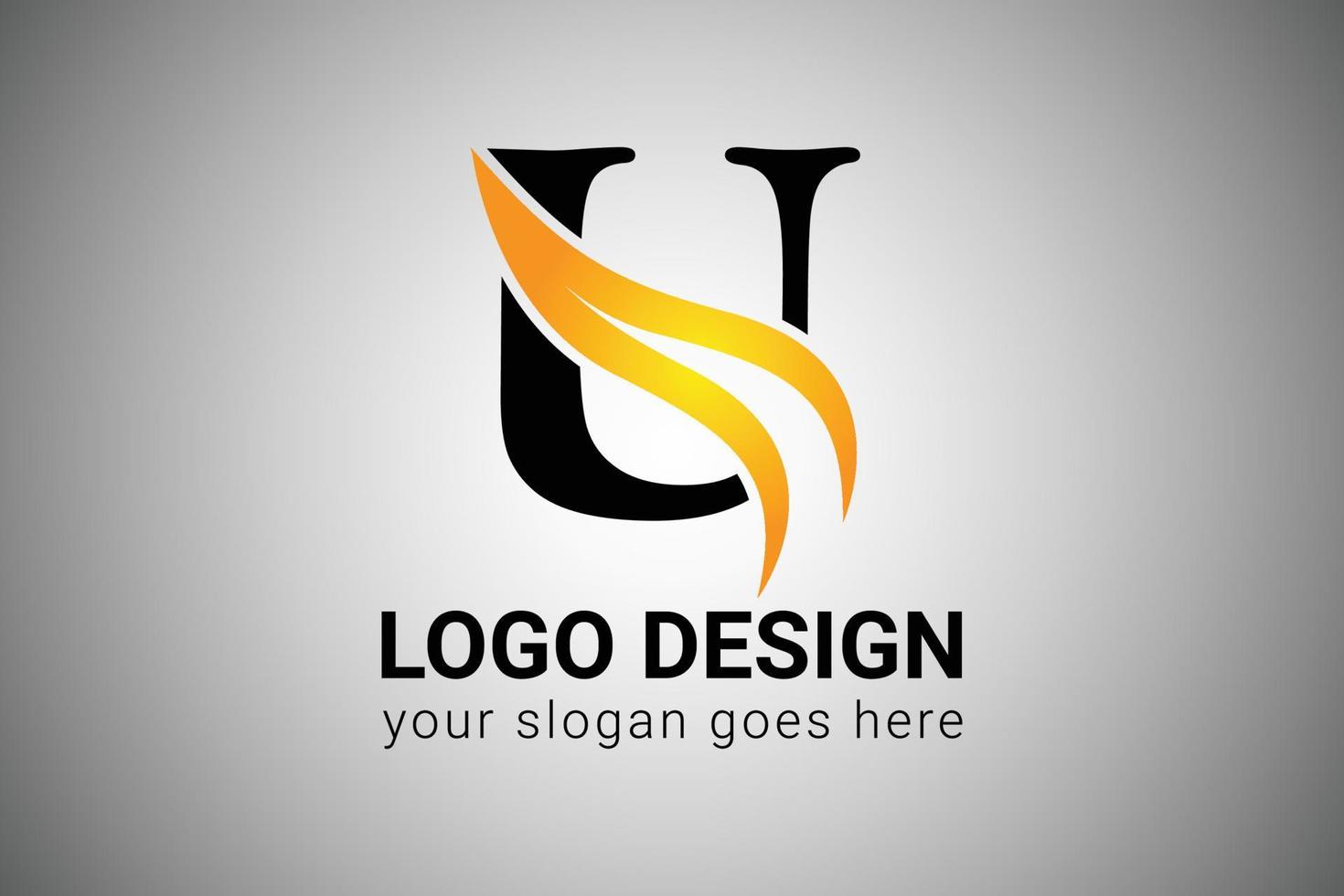 brief u logo ontwerp met geel en oranje elegant minimalistische vleugel. creatief u brief swoosh icoon vector illustratie. u brief logo ontwerp met brand vlammen en oranje swoosh vector illustratie.