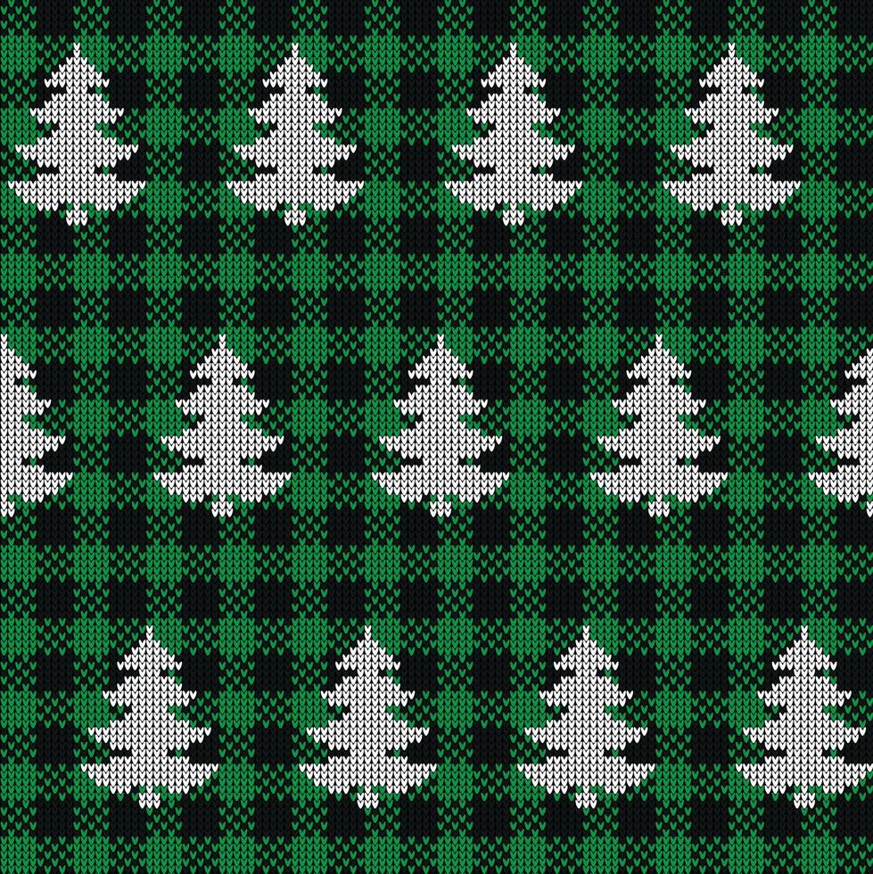 lelijk trui Bij buffel plaid vrolijk Kerstmis en gelukkig nieuw jaar groet kaart kader grens . illustratie gebreid achtergrond naadloos patroon met volk stijl Scandinavisch ornamenten. vector