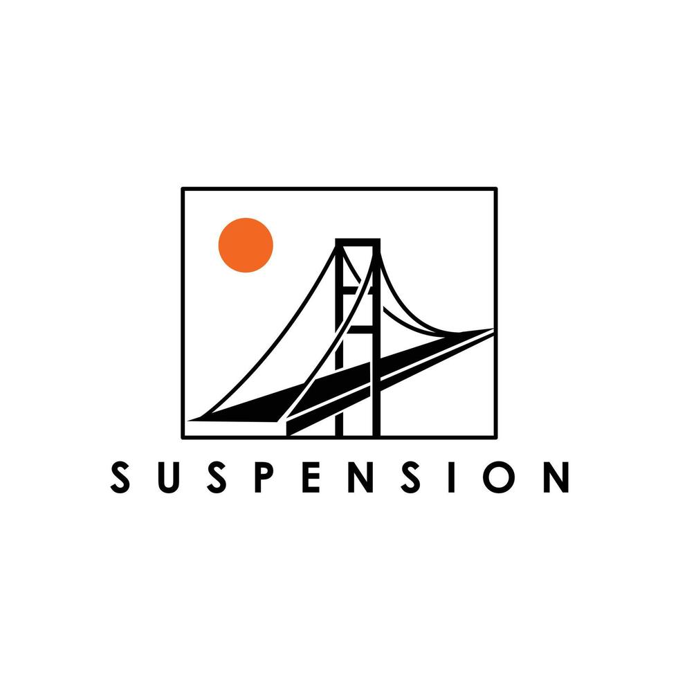 gemakkelijk vlak suspensie brug logo ontwerp vector illustratie