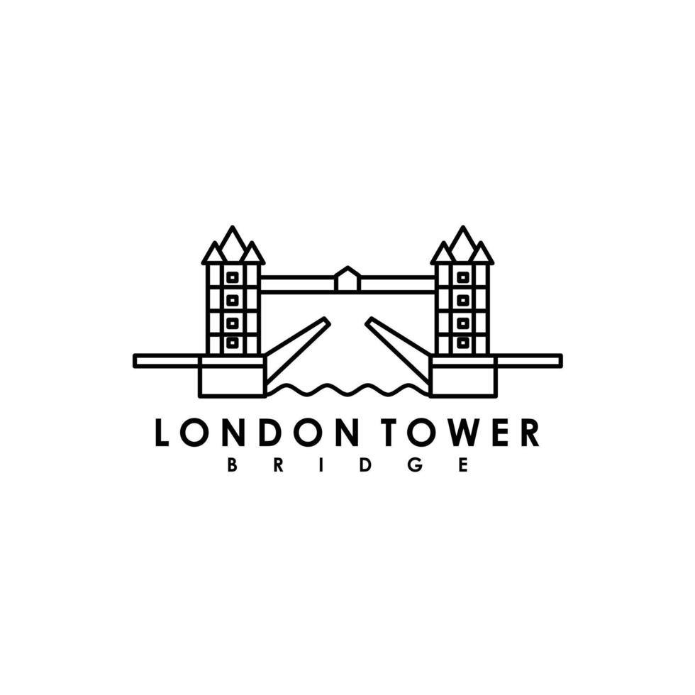 Londen toren klok brug logo ontwerp vector