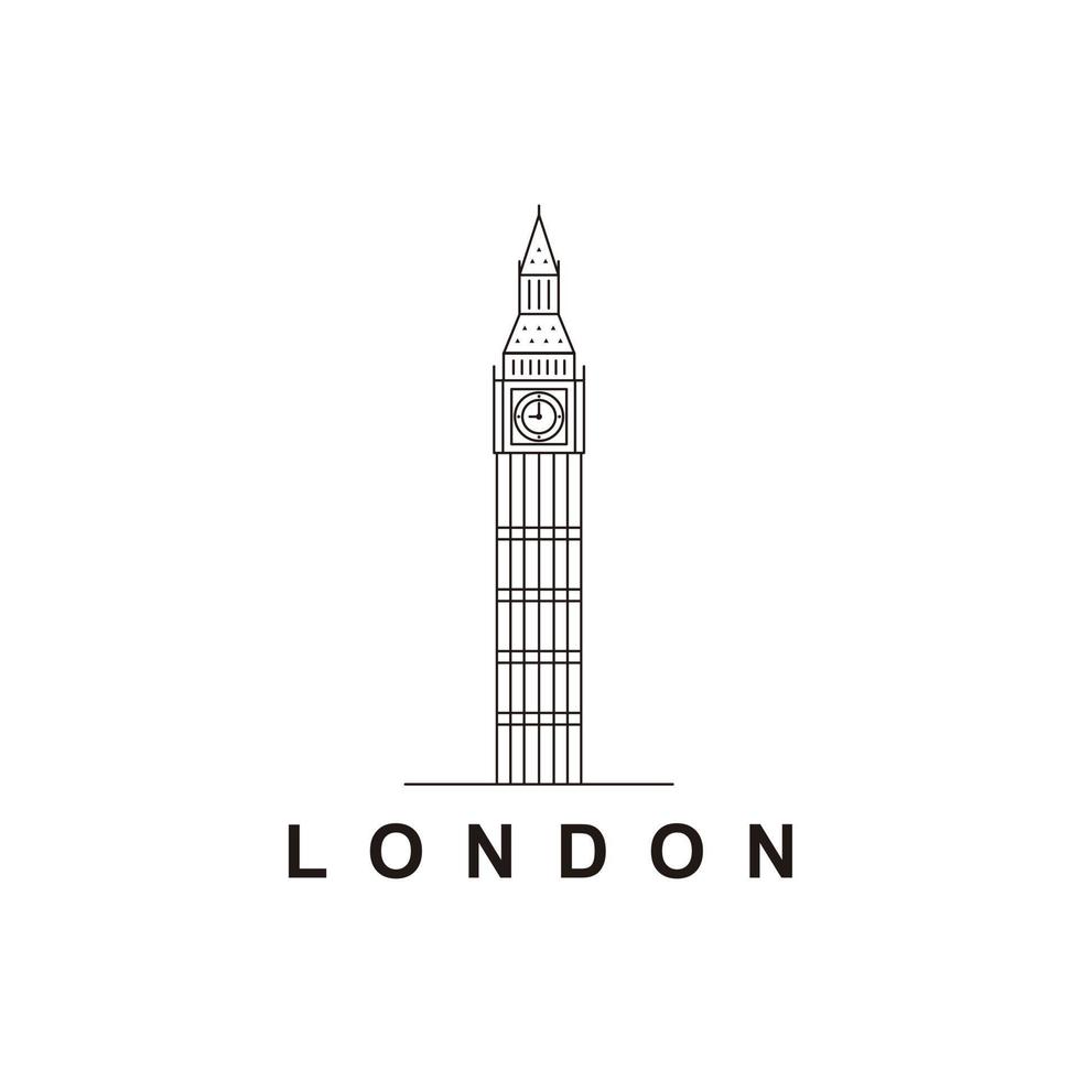 Londen klok toren logo ontwerp vector illustratie