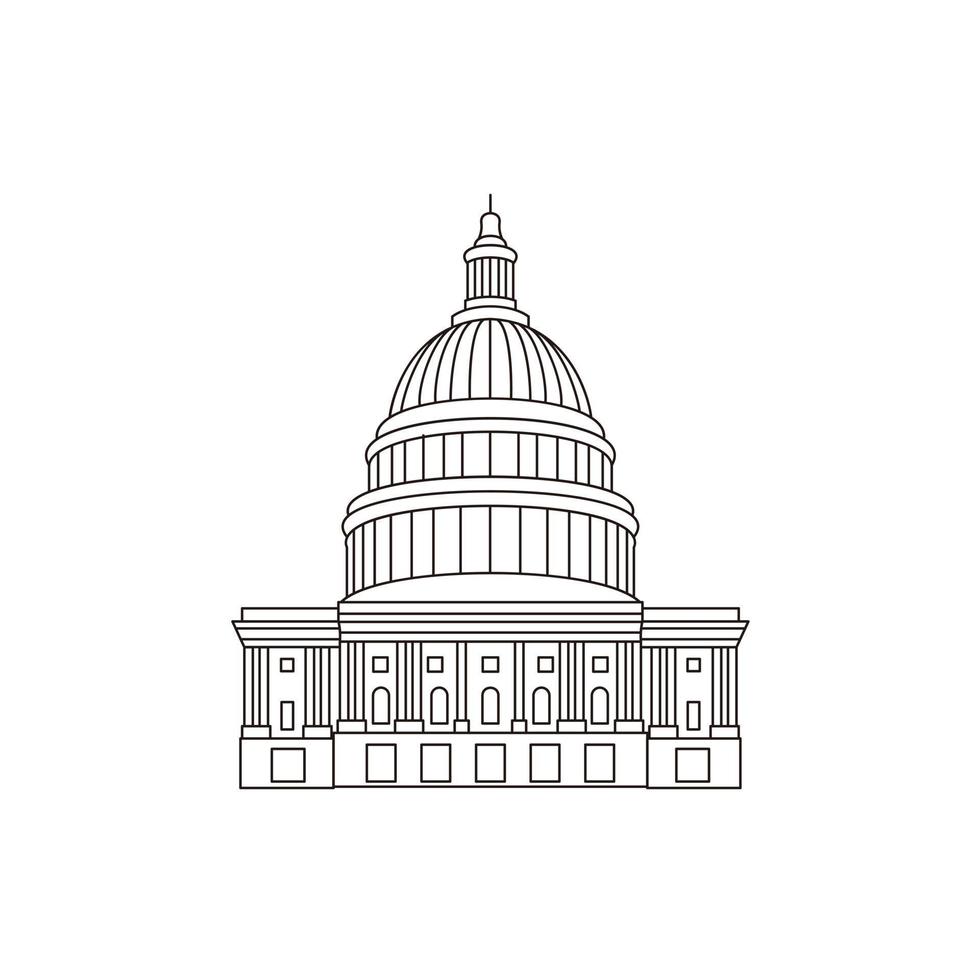 Capitol gebouw detail lijn kunst logo ontwerp vector illustratie