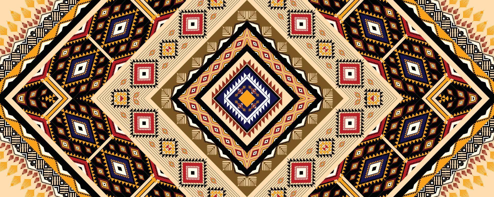 etnisch meetkundig Amerikaans, westers, aztec motief patroon stijl naadloos patroon ontwerp voor kleding stof, gordijn, achtergrond, sarong, behang, kleding, inpakken, batik, tegel, interieur.vector illustratie. vector