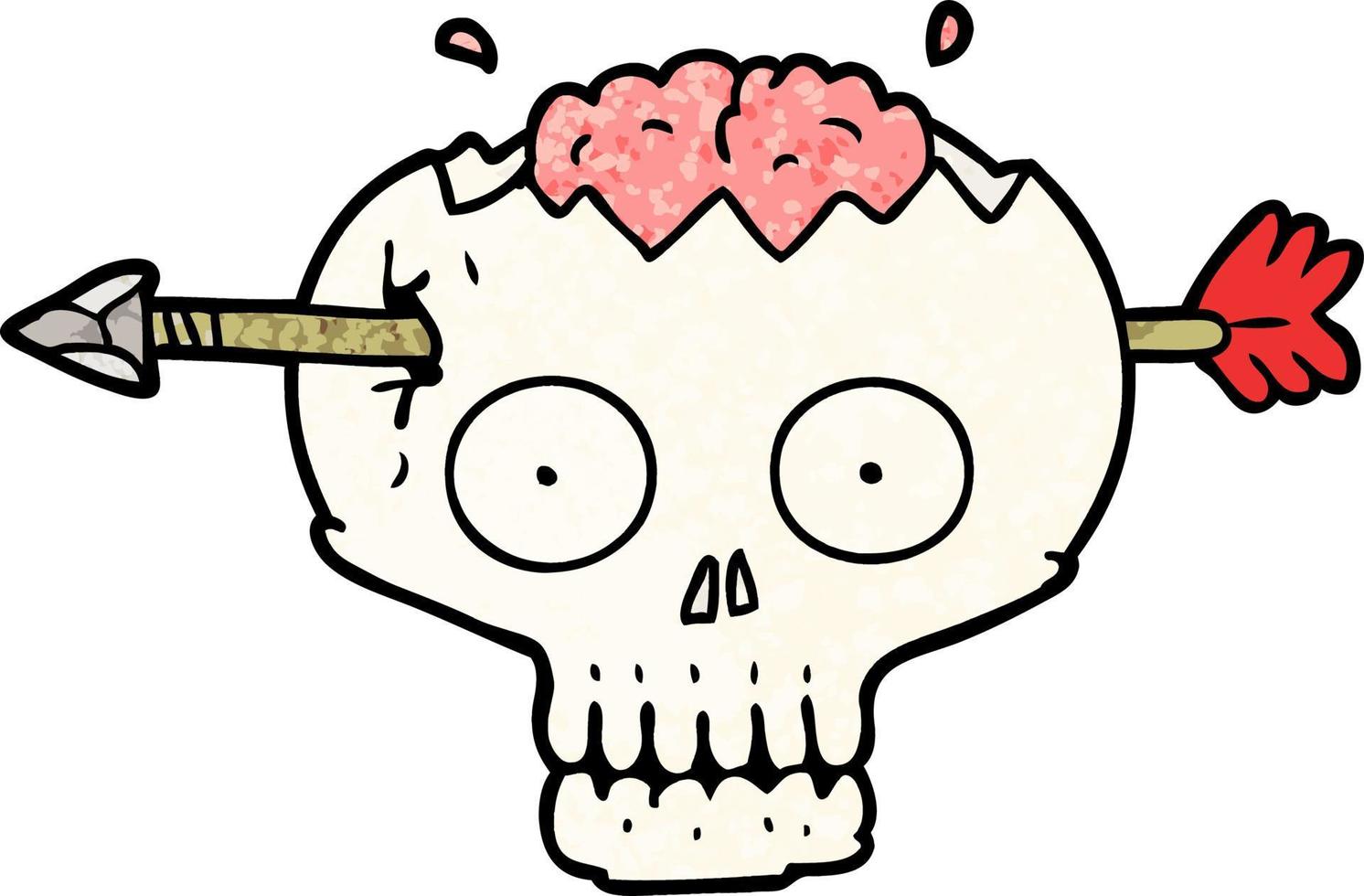 retro grunge structuur tekenfilm schattig spookachtig schedel vector