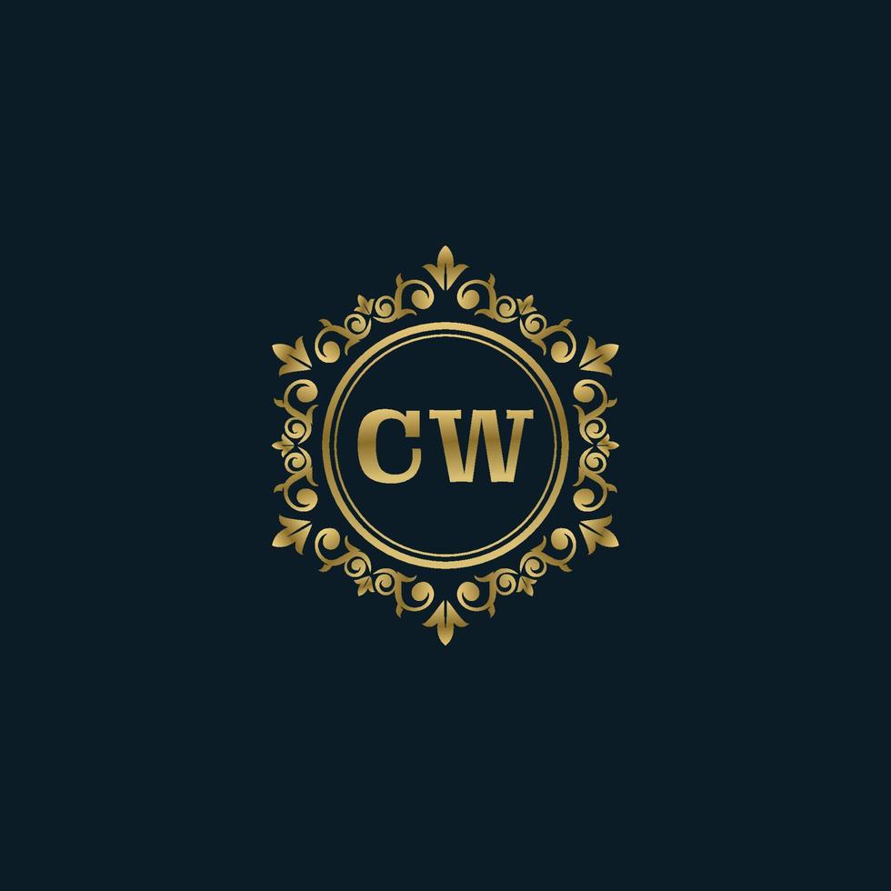 brief cw logo met luxe goud sjabloon. elegantie logo vector sjabloon.