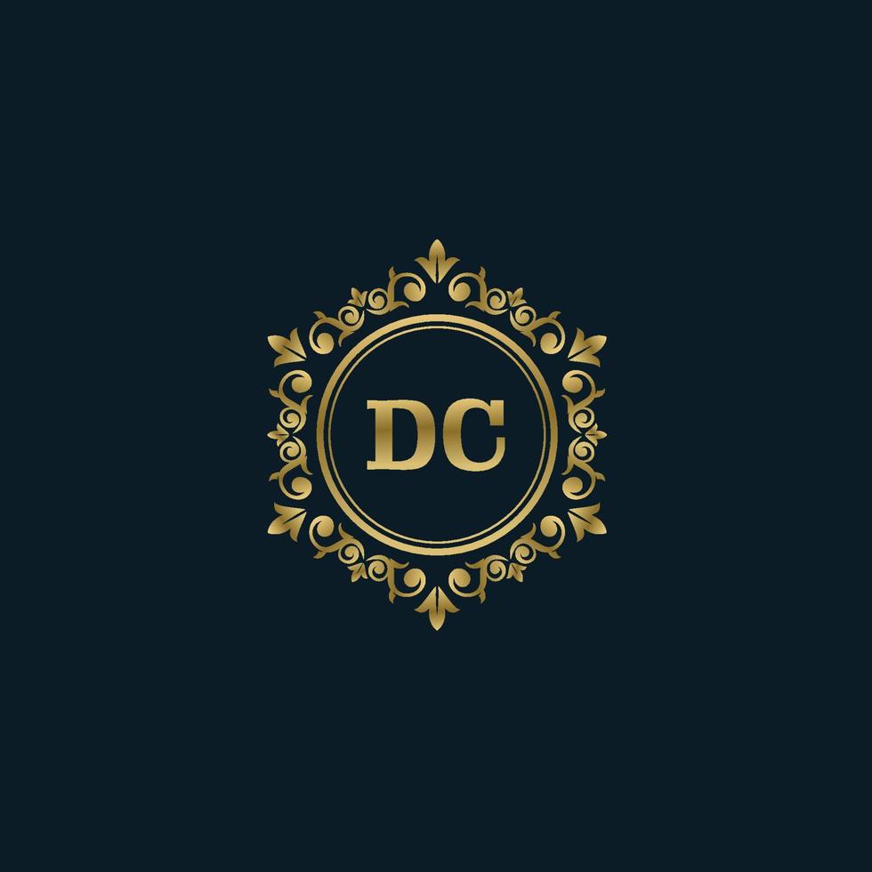 brief dc logo met luxe goud sjabloon. elegantie logo vector sjabloon.