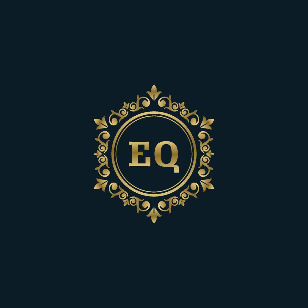 brief eq logo met luxe goud sjabloon. elegantie logo vector sjabloon.