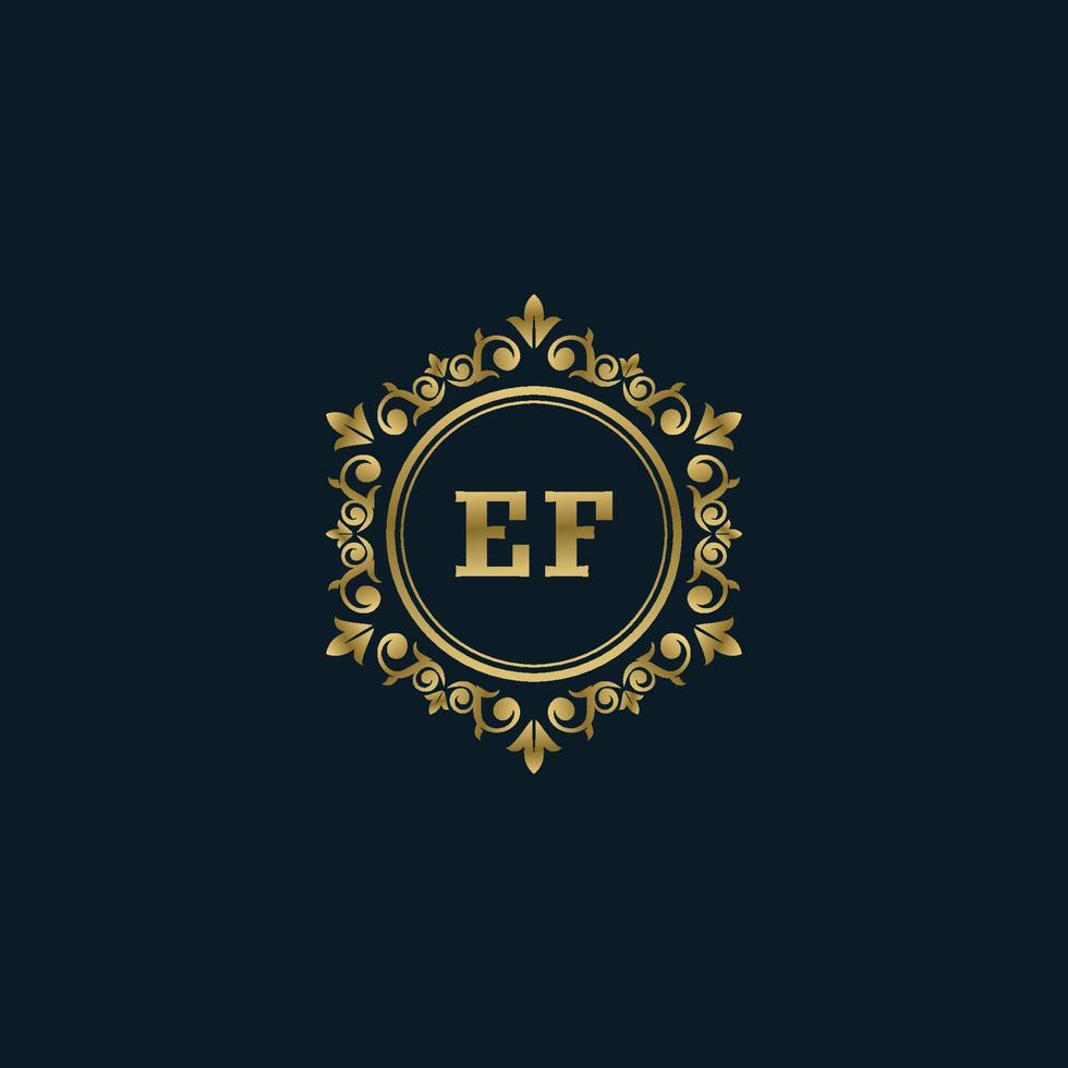 brief ef logo met luxe goud sjabloon. elegantie logo vector sjabloon.