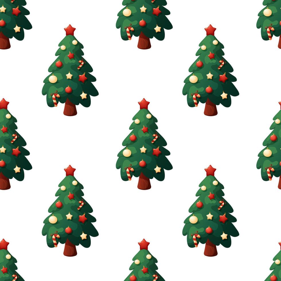 Kerstmis patroon met Kerstmis boom en speelgoed Aan wit achtergrond vector
