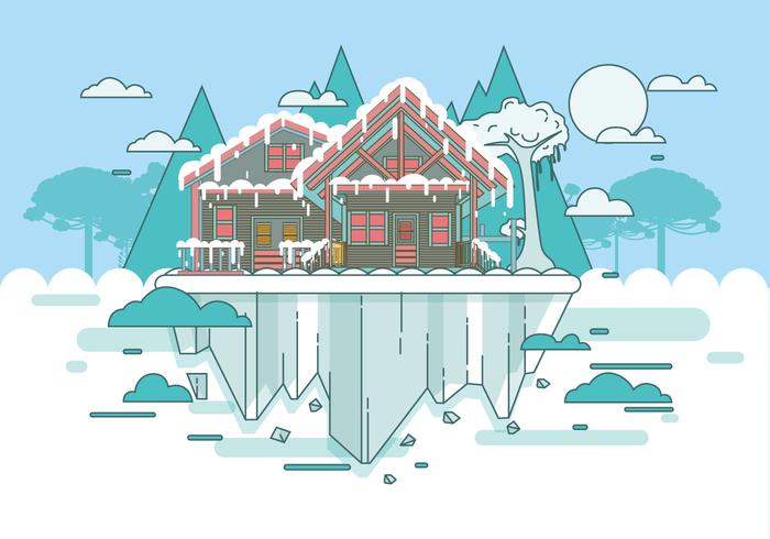 Snowy Chalet Landschap Vector