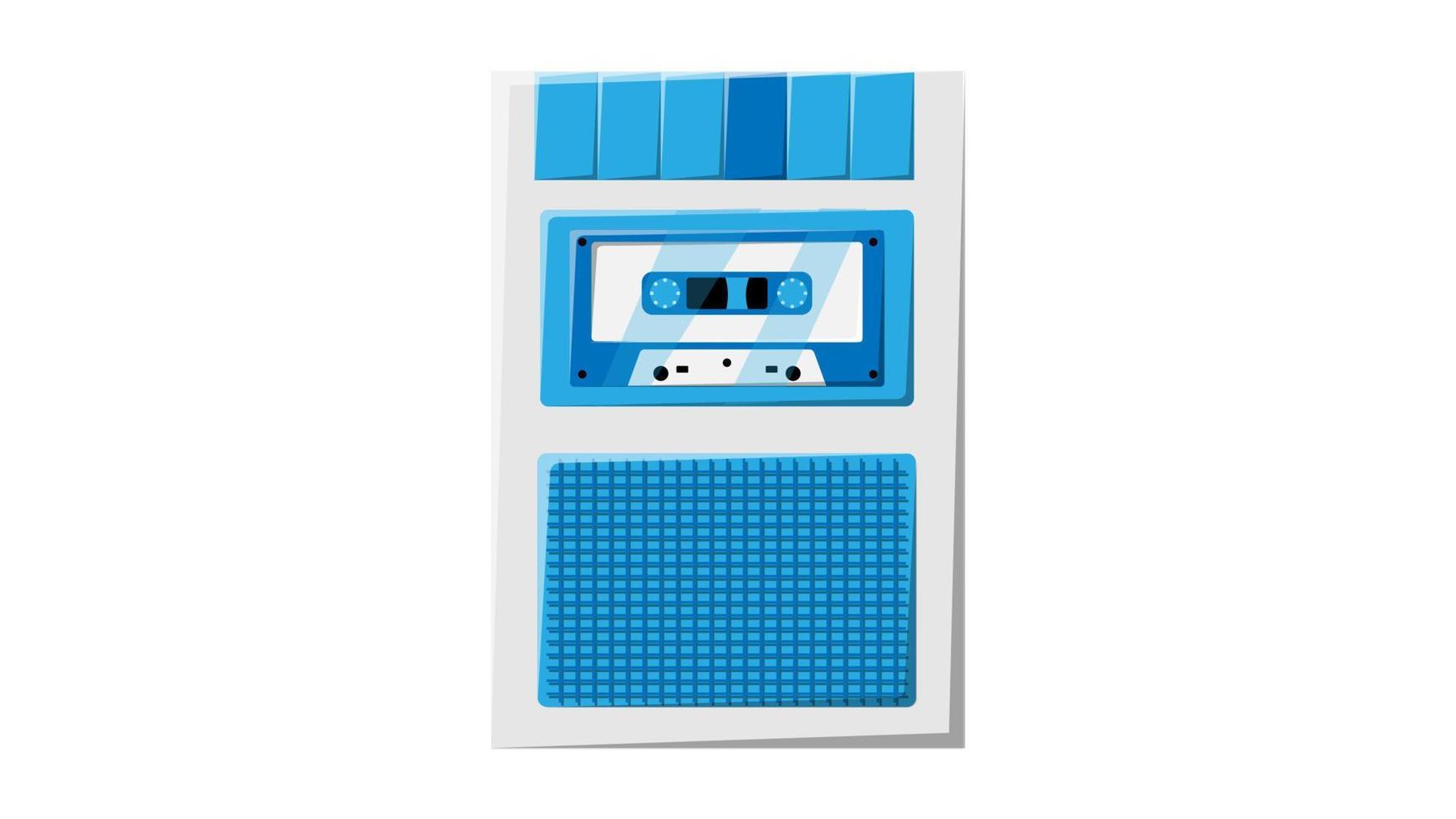 oud retro wijnoogst hipster stem opnemer met muziek- audio plakband cassette voor stem opname van jaren 70, jaren 80, jaren 90. mooi blauw icoon. vector illustratie