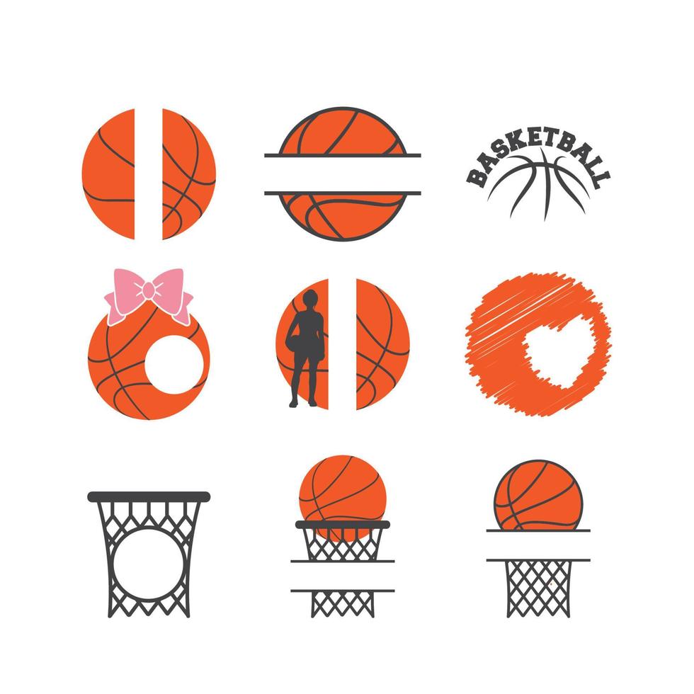 basketbal monogram reeks vector