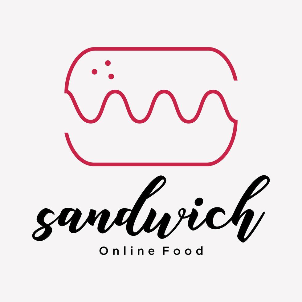brief s online app voedsel restaurant levering. belegd broodje eigengemaakt smakelijk logo ontwerp vector