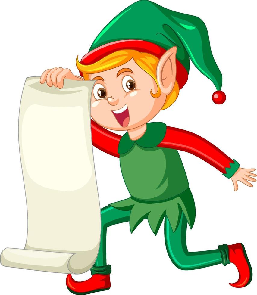 Kerstmis elf Holding zwart papier vector