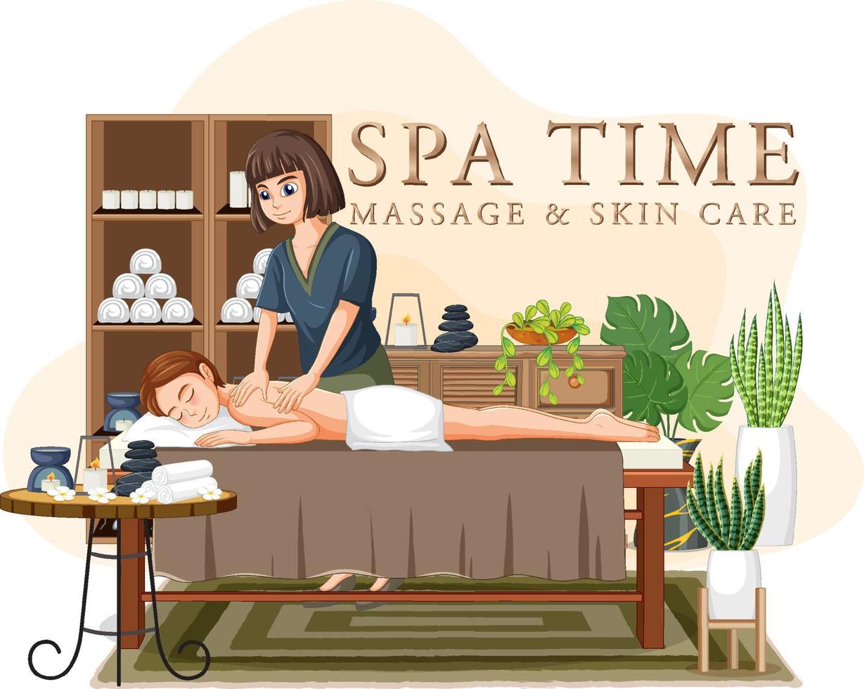 vrouw krijgen terug massage spa vector