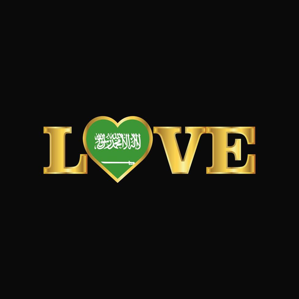 gouden liefde typografie saudi Arabië vlag ontwerp vector