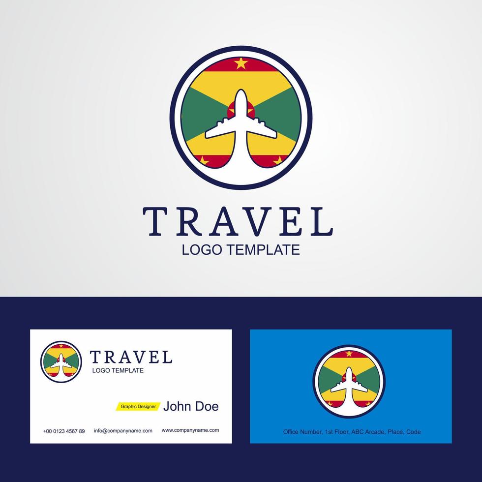 reizen Grenada creatief cirkel vlag logo en bedrijf kaart ontwerp vector