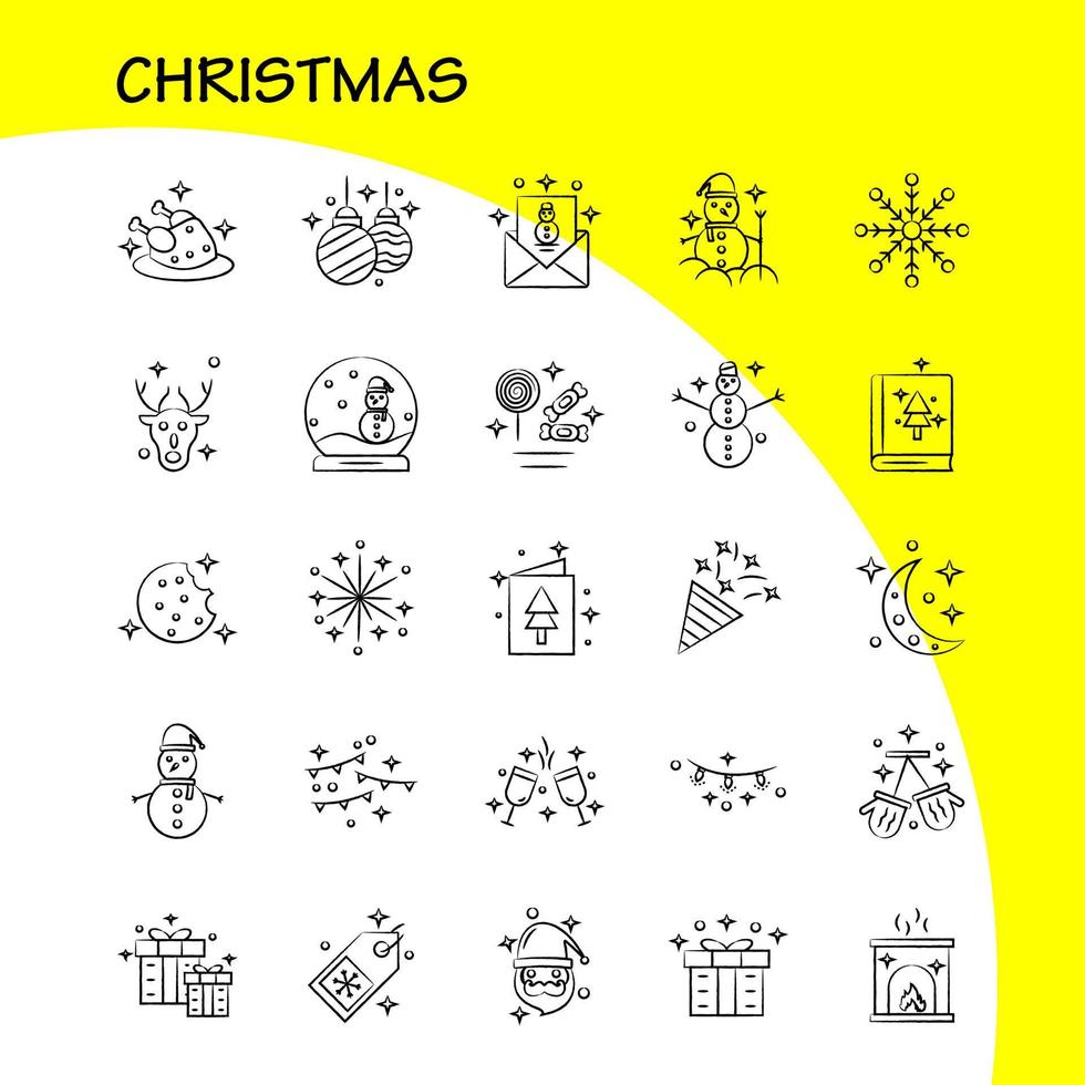 Kerstmis hand- getrokken pictogrammen reeks voor infographics mobiel uxui uitrusting en afdrukken ontwerp omvatten mobiel sneeuwman winters Kerstmis sokken winters sterren Kerstmis verzameling modern infographic logo een vector