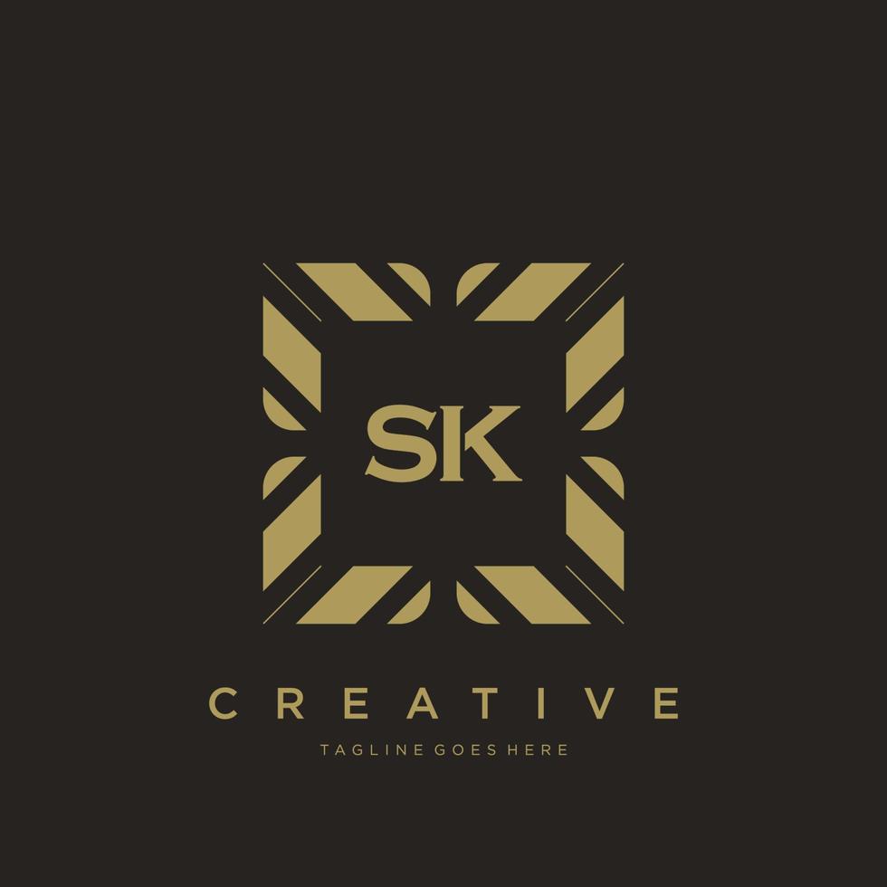 sk eerste brief luxe ornament monogram logo sjabloon vector