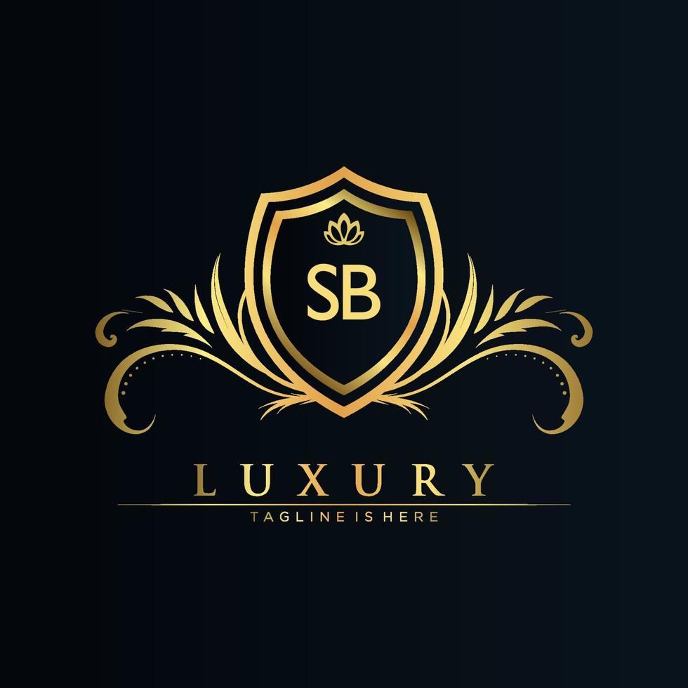 sb brief eerste met Koninklijk sjabloon.elegant met kroon logo vector, creatief belettering logo vector illustratie.