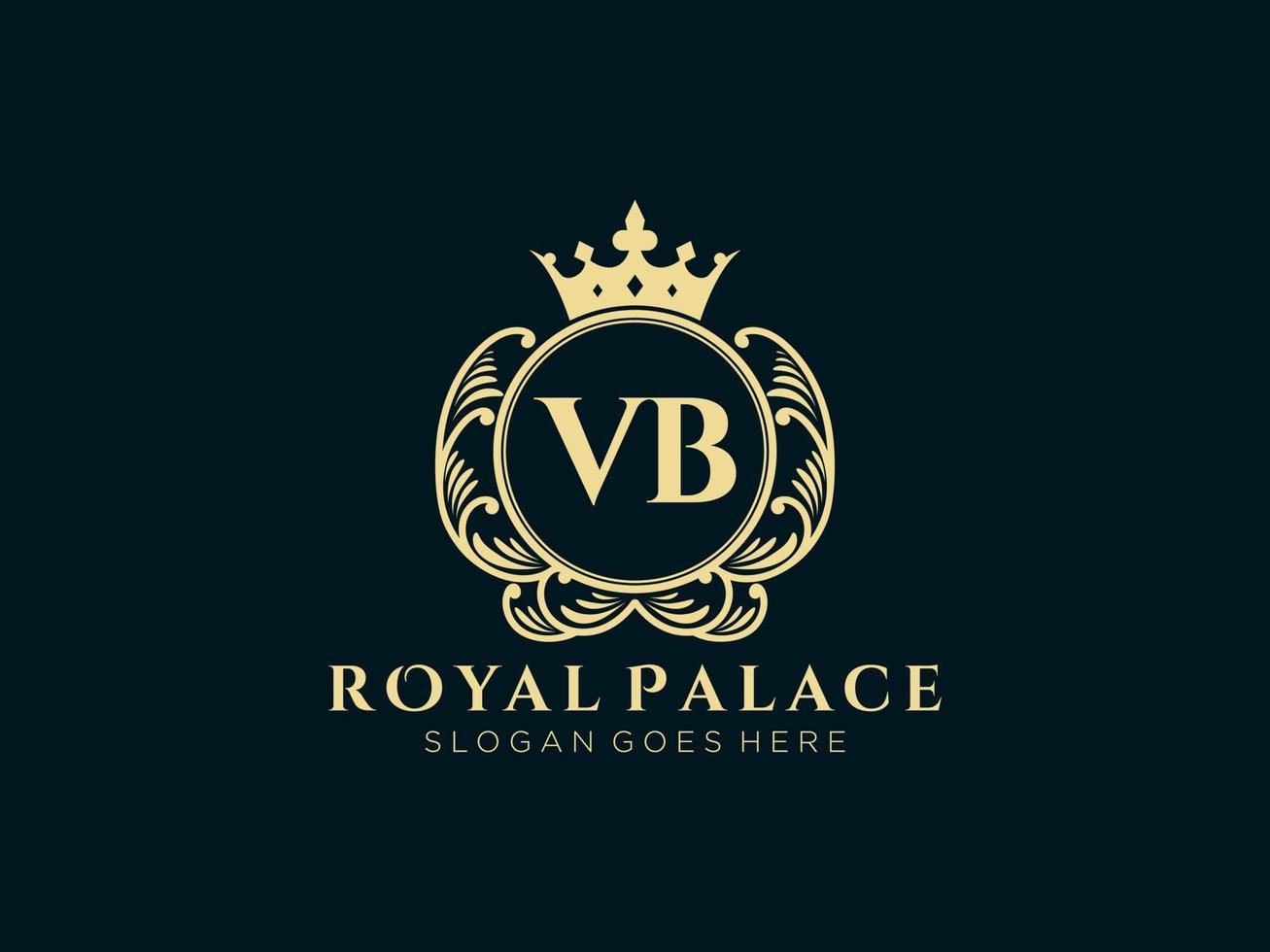 brief vb antiek Koninklijk luxe Victoriaans logo met sier- kader. vector